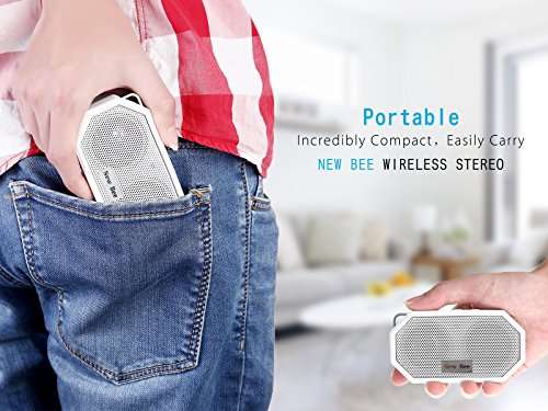 Portable Pocket Speaker, Eagle Eye Water Resistant Wireless Stereo Bluetooth Shower Speaker with Handsfree Speakerphone 3.5mm Jack White 4