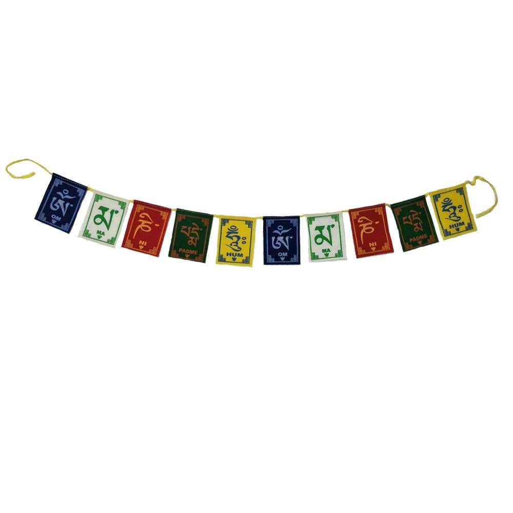 Divya Mantra Combo of Glass Evil Eye Wall Hanging Buri Nazar Battu Surksha Kawach & Tibetan Buddhist Om Mani Padme Hum Positive Vibes Prayer Flags for Car/Bike/Vehicle/ Good Luck - 3 Feet Multicolour 5