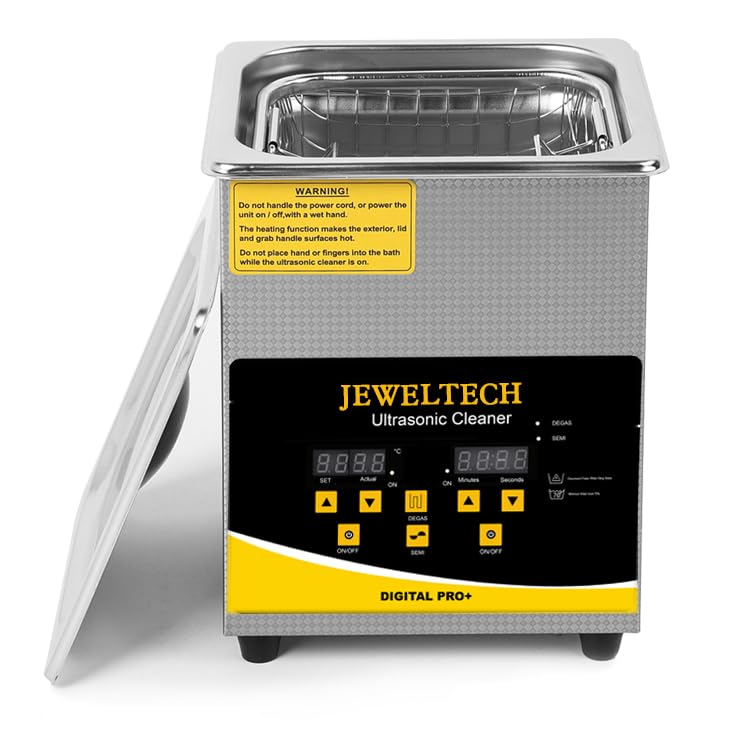 JEWELTECH Digital Pro+ Ultrasonic Cleaner Machine, 2L Capacity, Professional Grade, 42000kHz, Digital Timer and Heater, for Jewelry, Dental Tools, Optical Instruments, Lab Equipment (2L) 6