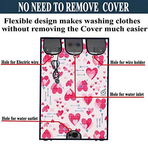 Jm Homefurnishings Vinyl Washing Machine Cover for Lg 6.2 Kg Fully Automatic Top Loading, T7288nddla.abwpeil, Love Heart Print (Brink Pink) 4