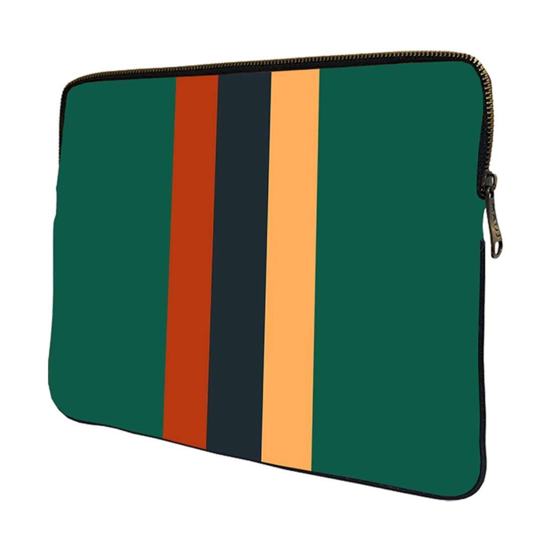 MAUJ Forest Green Red Yellow Stripe Canvas Laptop Sleeve for 13.3 3