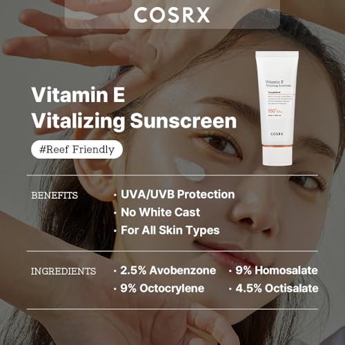 COSRX Daily Spf 50 Vitamin E Sunscreen - Uva/Uvb Protection, Lightweight, No White Cast, Semi Matte Finish, Sebum Balancing, Reef Friendly - All 2