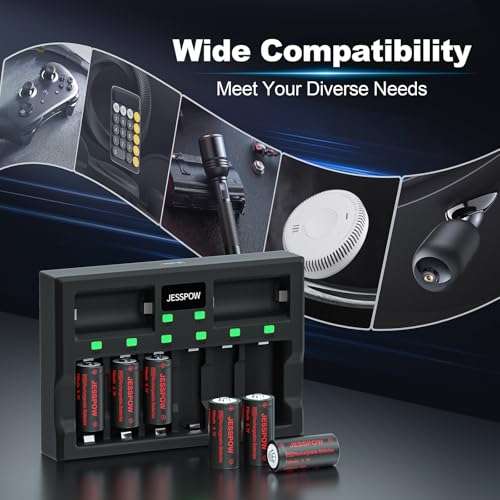 JESSPOW CR123A Rechargeable Batteries for Arlo, Rechargeable Batteries 32 Pack with Charger Compatible with Arlo Security Cameras (VMK3200/VMC3030/VMS3330/3430/3530/) and Flashlight and More 6