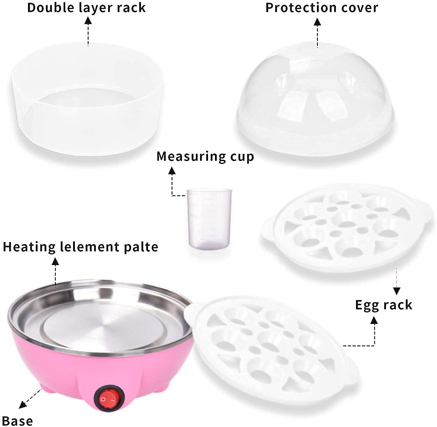 Dweezhet Multi-Function Electrical 2 Layer Egg Boiler/Egg Poacher/ 14 Egg Cooker/Electric Egg Boiler/Egg Steamer/Home Machine Egg Boiler with Egg Tray. 3