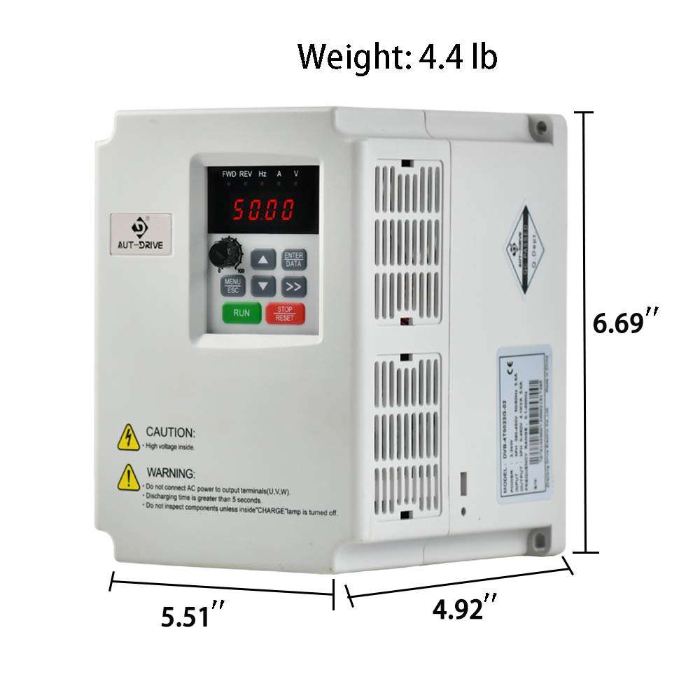 Upgrade Variable Frequency Drive VFD AC 220V 2.2KW 3HP Inverter Frequency Converter for Spindle Motor Speed Control (Single Phase Variable) 3