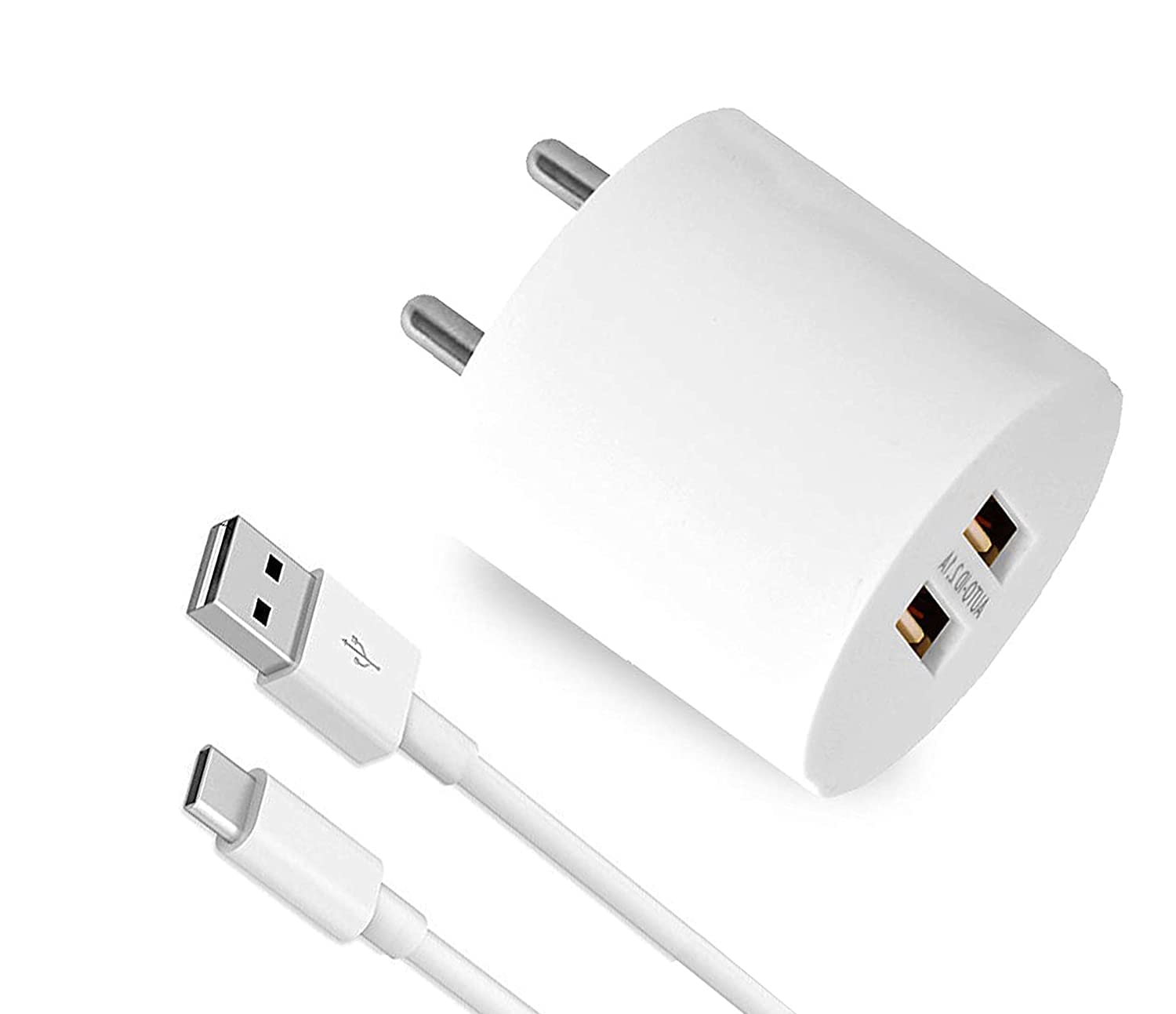 Dual Port Charger for Sam-Sung Galaxy S22 Plus / S 22 Plus Charger Original Adapter Like Wall Charger | Mobile Charger | Fast Charger | Android USB Charger With 1 Meter USB Type C Charging Data Cable (3.4 Amp, 2-Port, TOC1, White)