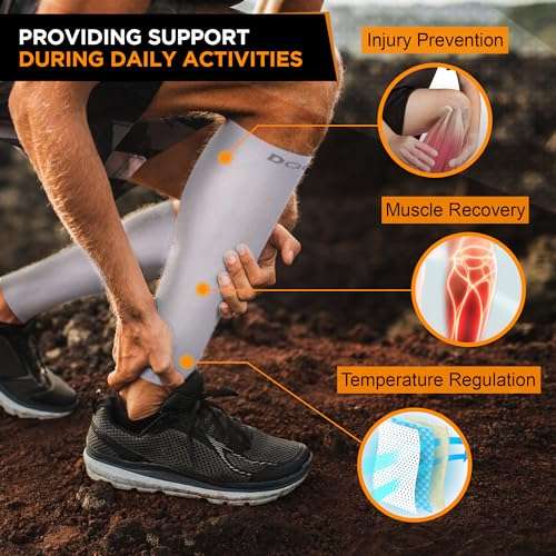 Doc Miller Compression Calf Sleeve for Men & Women – 20-30mmHg Graduated Support for Running, Shin Splints, Calf Strain – Knee High, Small to 6XL Plus Size 4