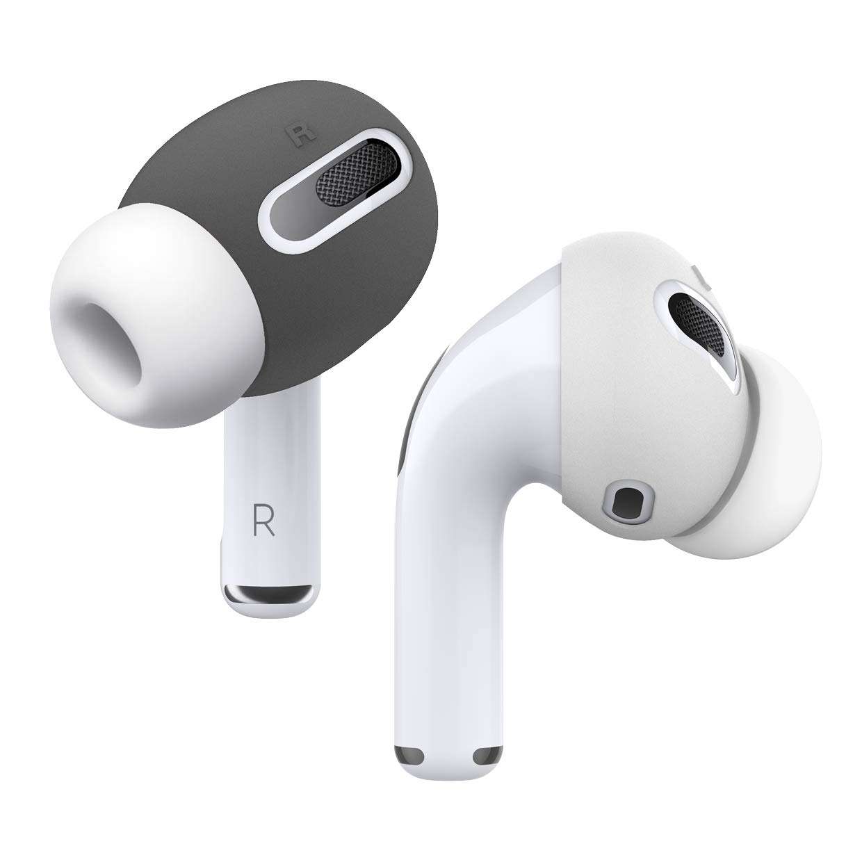 elago [Fit in The Case] Ear Tips Cover Designed for Apple AirPods Pro (2 Pairs of 2 Colors) (Dark Grey/White) 1