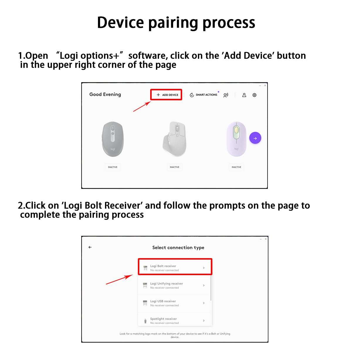 NoirVogel New USB Dongle Bolt Receiver for Mouse and Keyboard Compatible for Any Logitech Product That Display The Bolt Logo (Green Lightning Logo, Connects up to 6 Devices) 4