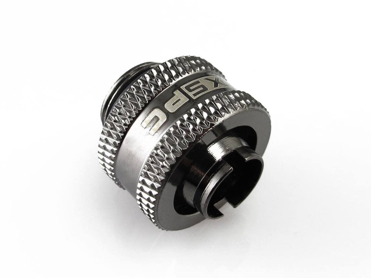 XSPC Matte Black EPDM Tubing (2 Meters) and G1/4" 3/8" ID, 1/2" OD Compression Fitting V2 Bundle, Black Chrome, 8-Pack 3