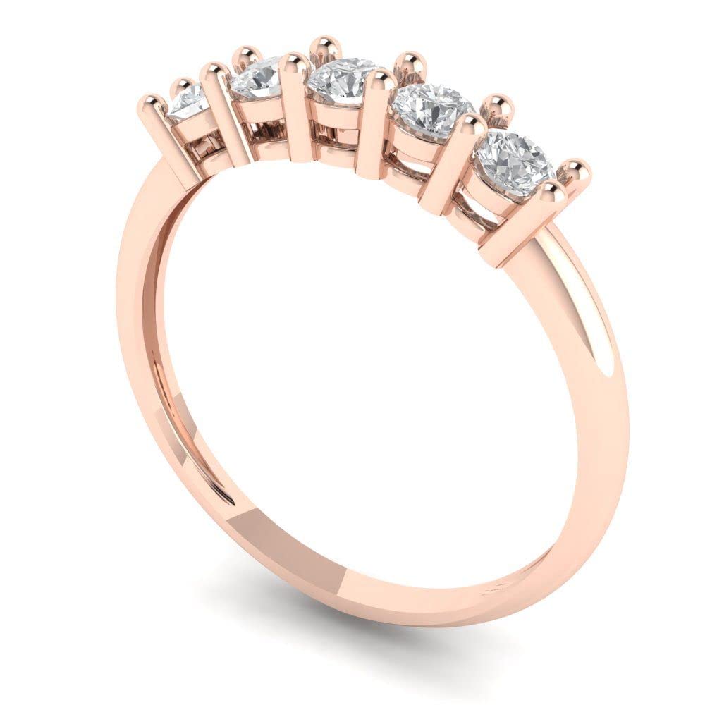 Clara Pucci 0.4 ct Brilliant Round Cut Synthetic Yellow Moissanite 14k Rose Gold Bridal Engagement Wedding Desginer Stackable Band SZ 3.5 3