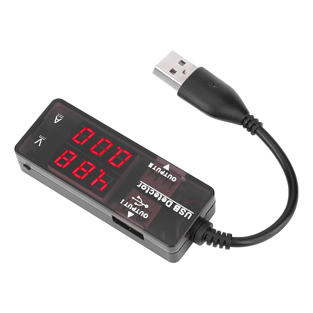 YB26VA Display USB Voltage Ammeter Tester, Built in smart recognition chip, small size for mobile phones, tablets for USB devices, made of (Homochromy Plugged in and Not 4