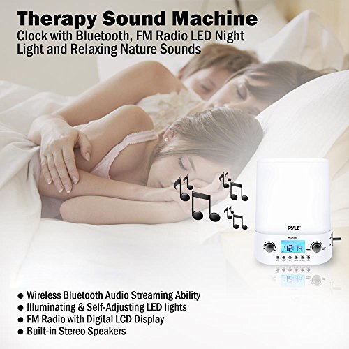Pyle Bluetooth Radio Alarm Clock - Built-in Speakers Time Date Display LED Light Lamp Sunrise Sunset Deep Sleep, Relaxation, Meditation includes Power Adapter - PILCR34BT_0 6
