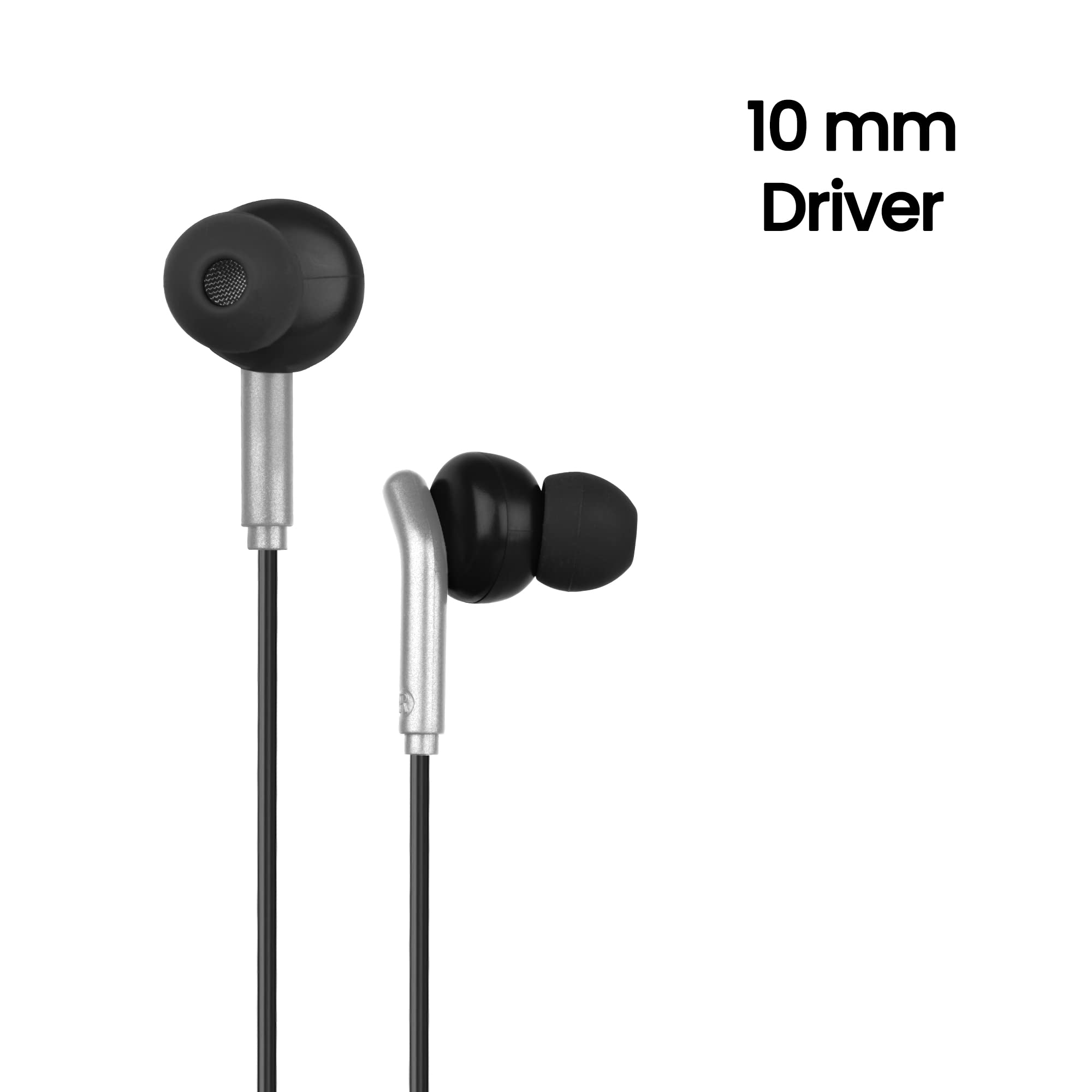Zebronics Zeb-Bro in Ear Wired Earphones with Mic, 3.5mm Audio Jack, 10mm Drivers, Phone/Tablet Compatible(Black) 3
