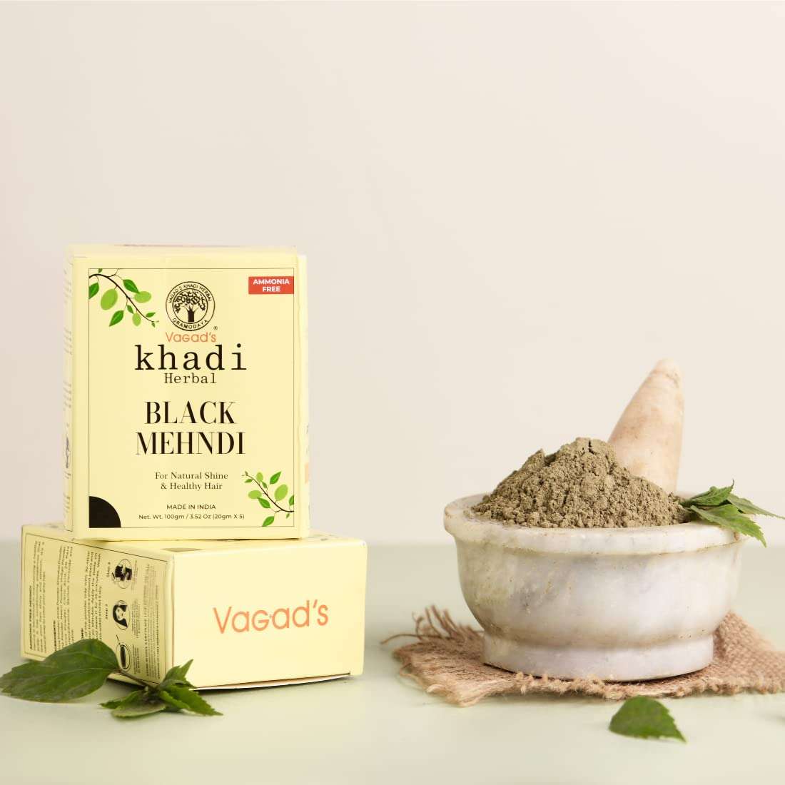 VAGAD'S KHADI HERBAL GRAMODAYA Black Mehndi, Henna, 300g - Black (Pack of 3) 4