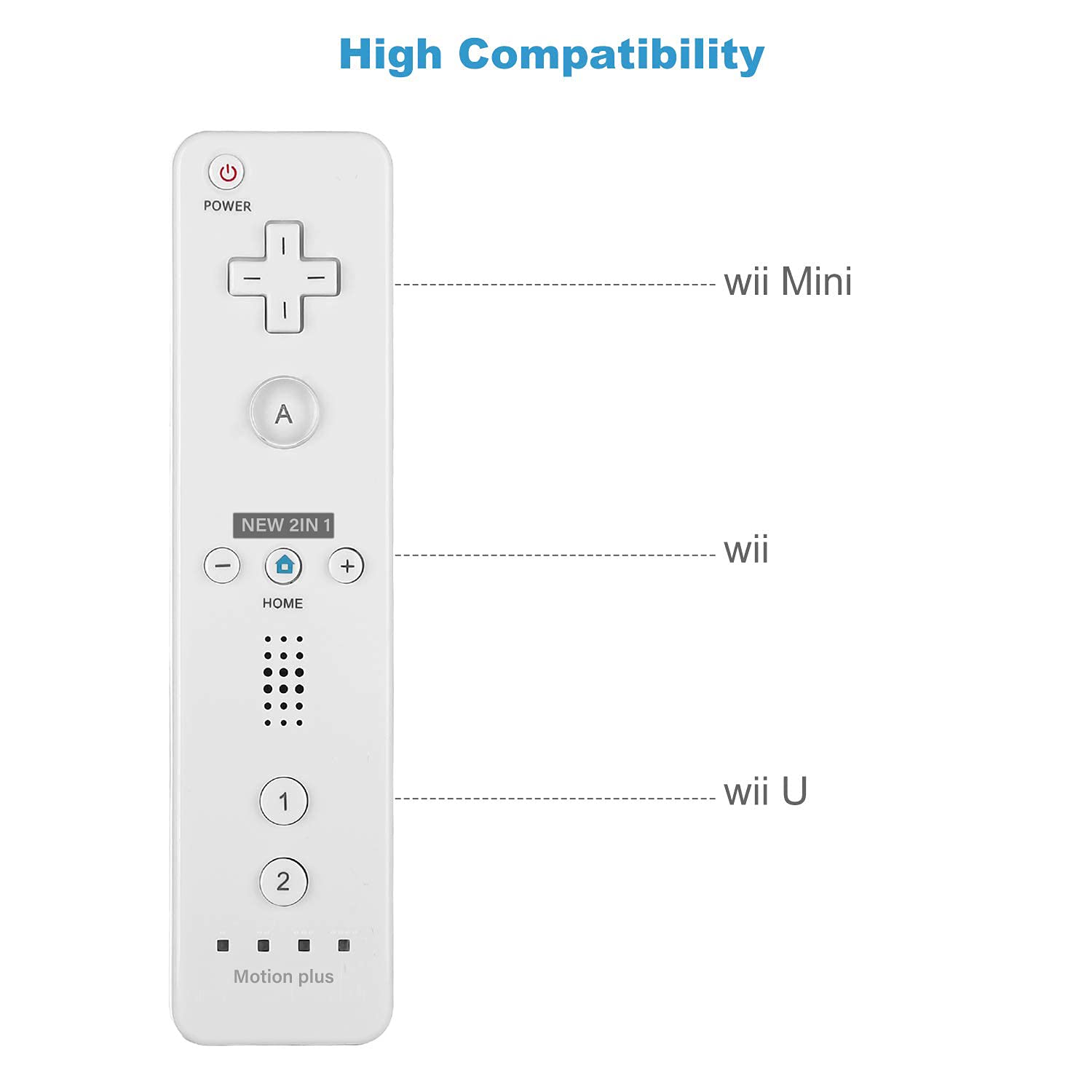 Controller for Wii, PowerLead Built-in Motion Plus Remote and Nunchuck Controller for Nintendo Wii and Wii U + Silicon Case White 3