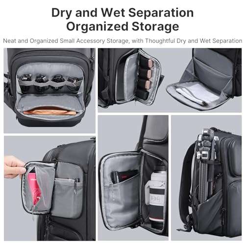 ULANZI BP10 35L Hardshell Camera Backpack, Professional Splash-proof Photography Camera Case Anti Theft Travel f Photographers Unisex Drone DSLR Mirrorless Camera Lens Tripod Holder 17'' Laptop Black 3