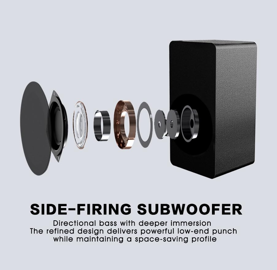 LARKSOUND 2.1 Soundbar with Subwoofer, 16" Sound Bar for TV with HDMI/Optical/AUX/Bluetooth/USB Connections 6