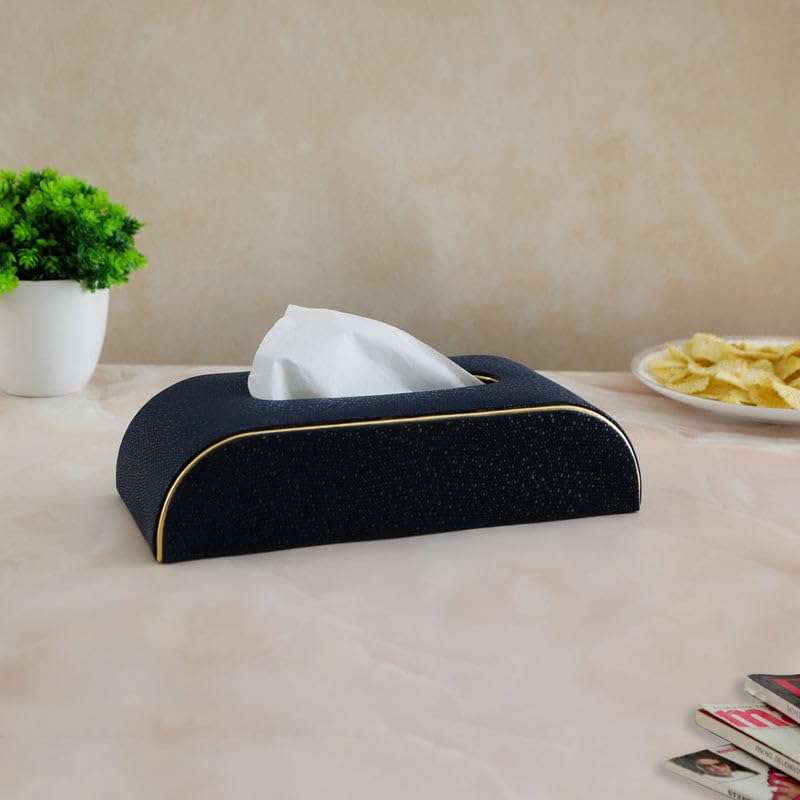 INLAND DECORS Pu Leather Car Tissue Box/Napkin Box Holder/Car Tissue Paper Holder with 2 Ply 100 Pull Tissue Paper Compatible with All Cars (Black, 2) 3