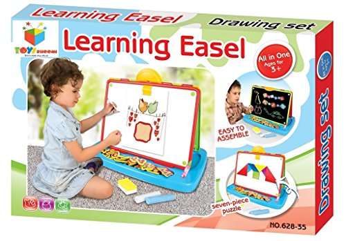 Toys Bhoomi Educational Double-Sided Kid's Portable Learning Easel with Magnetic Drawing WhiteBoard & Writing Blackboard 5