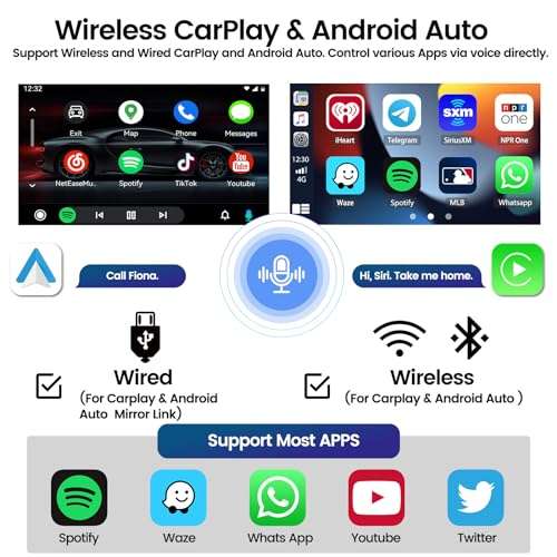 Car Radio for Honda CRV Radio 2002-2006 with Wireless CarPlay Android Auto, 9 Inch Android Car Stereo 2G+32G GPS Navigation WiFi Mirror Link Bluetooth AHD Backup Camera Mic 3