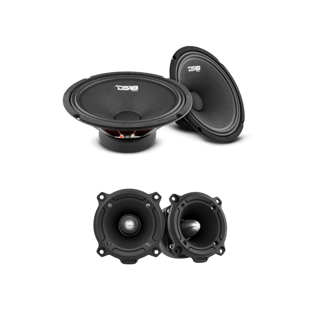 DS18 Ultimate Car Audio Upgrade Bundle - 2X 10 Midrange Loudspeaker + 2X Super Bullet Tweeters - Power, Precision, Perfection