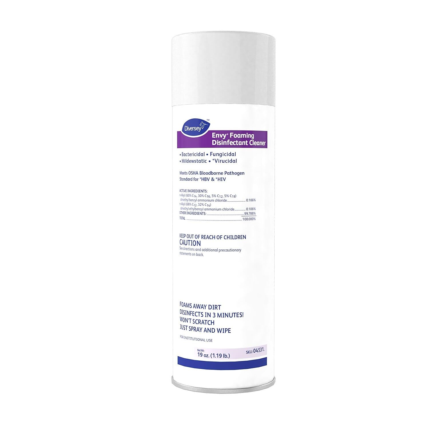 Diversey 04531 Foaming Disinfectant Cleaner Lemon Scent 19 oz. Aerosol Can 12/Carton 2