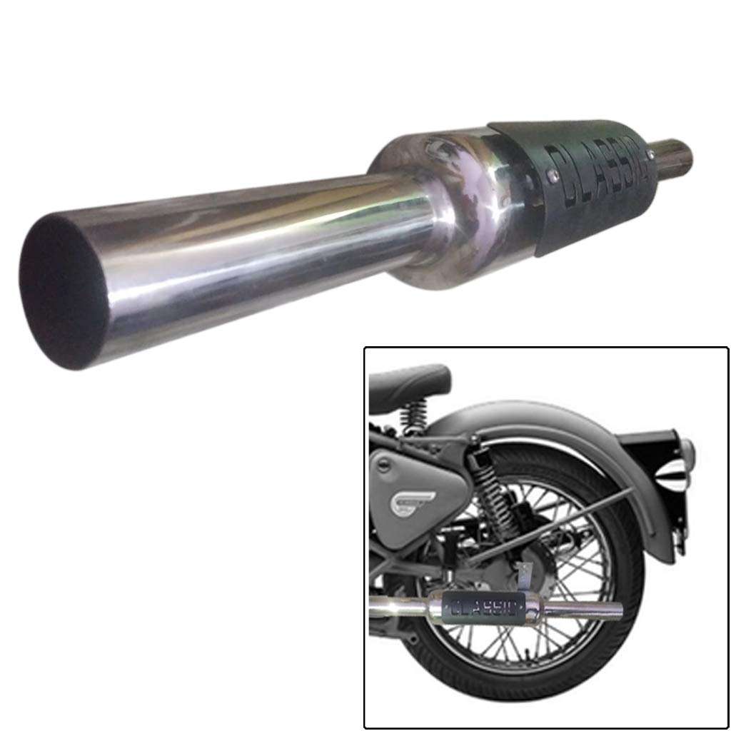OZANGO Bike Silencer Exaust Indori Classic Silencer Glasswool Chrome Bullet Exhaust Silencer With Zed Clamp Bush For Royal Enfield Thunderbird 350 3