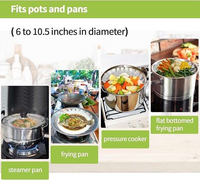 EarthBliss Stainless Steel Foldable Vegetable Steamer Basket | Expandable Steaming Basket for Idli, Momos, Eggs & Vegetables | Fits Cooker, Pot & Pan 5