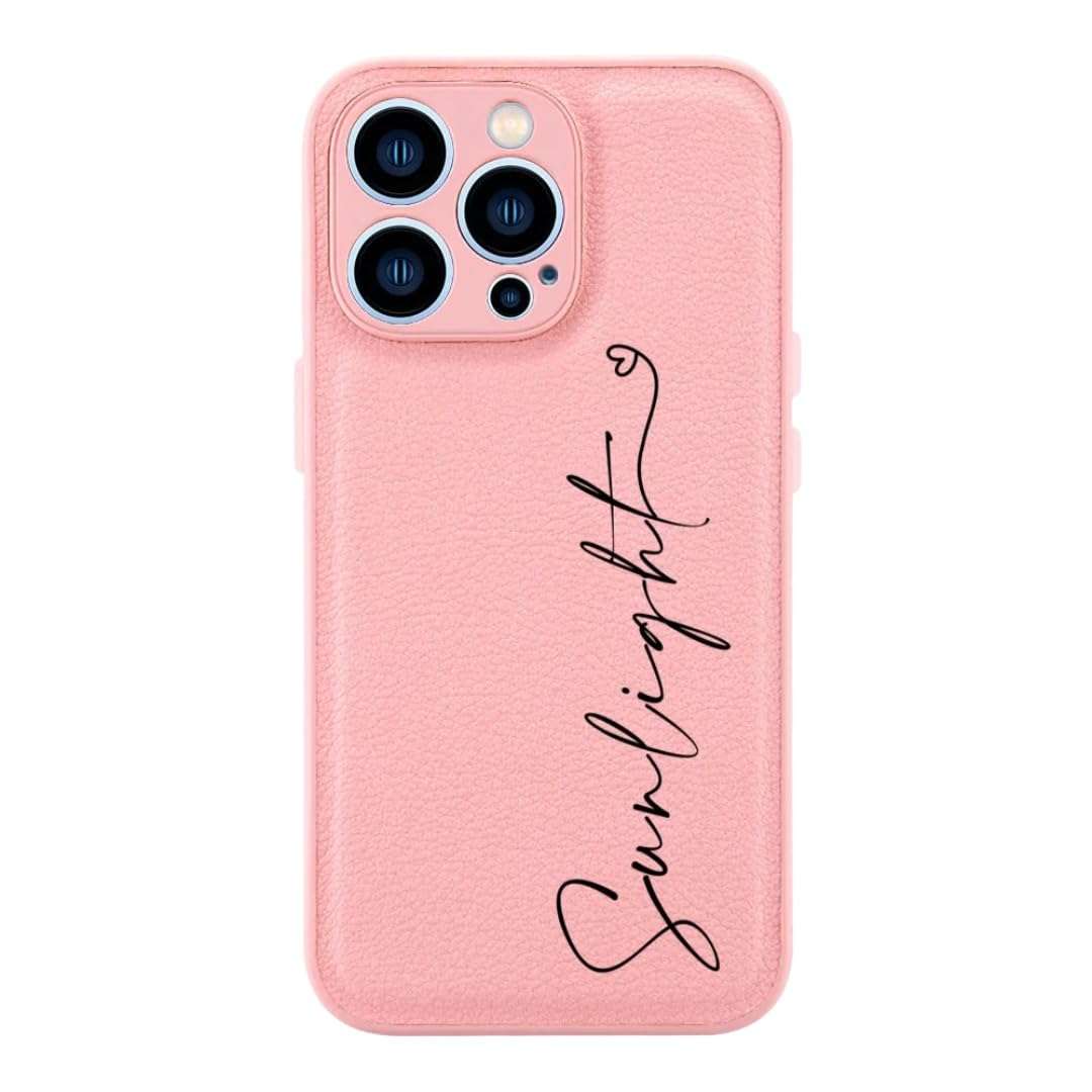Pink Case For iPhone 13 Pro Max - Custom Name Phone Case For iPhone 13 - Cute iPhone 13 Pro Case - Protective Leather Case For iPhone 15, 14, 12, 11 Pro - Name, Initial, Heart Design, Gift For Her 1