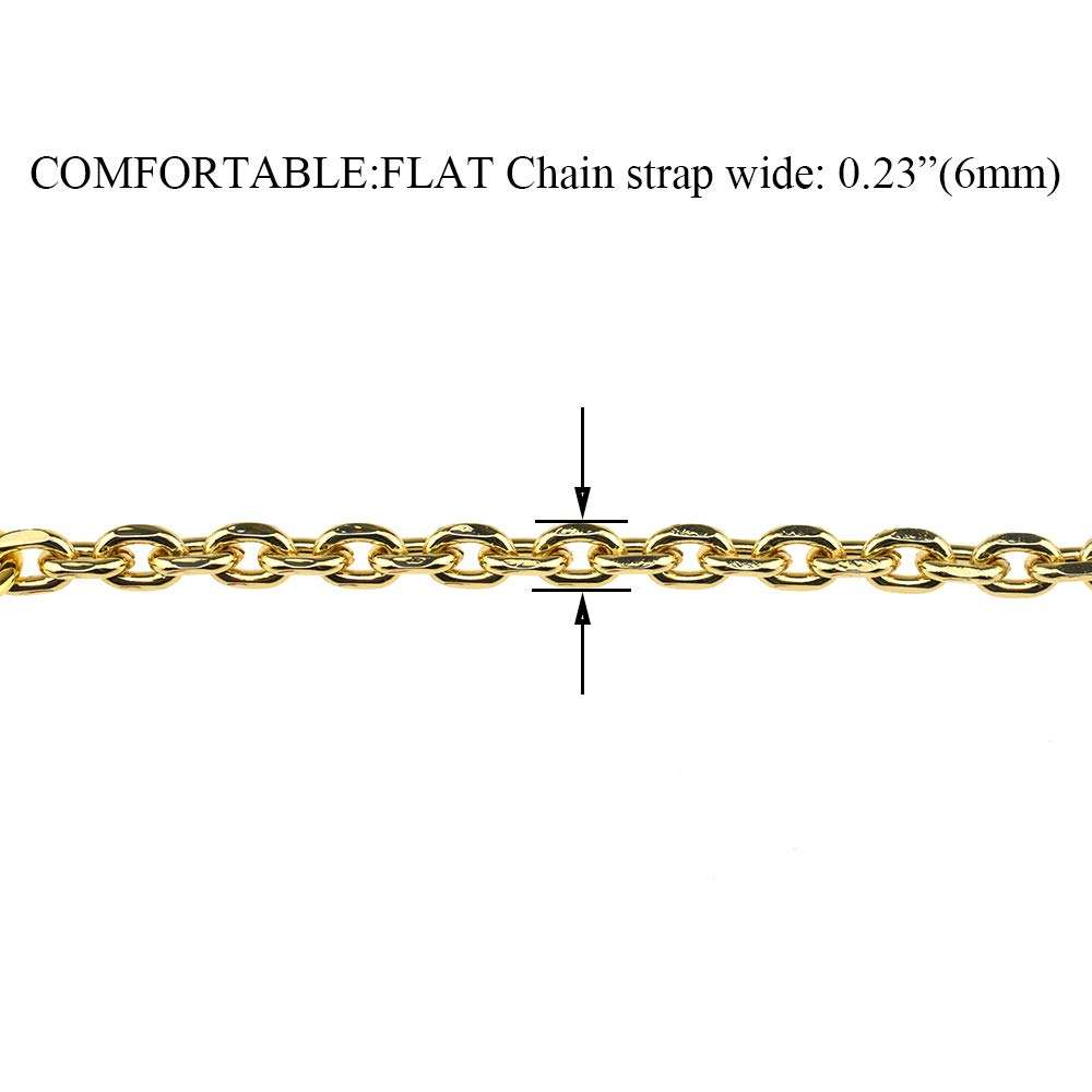 HAHIYO Mini Pochette Purse Chain Strap Thin Wide 6mm for LV Length 23.6 inches Thick 2mm Shiny Yellow Gold for Shoulder Cross Body Sling Handbag Wallet Clutch Comfortable Flat Metal Strap 1 Pack 3