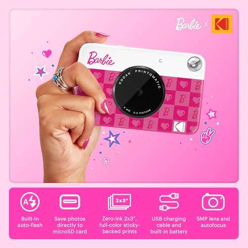 Kodak x Barbie Printomatic Full-Color Instant Print Digital Camera Barbie Starter Bundle (Iconic Style)+ Barbie Deluxe Camera Case + Zink Paper (20 Sheets) 3