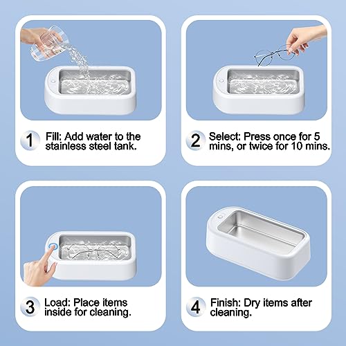 Ultrasonic Cleaner Jewelry Cleaning Machine: Portable Sonic Glasses Cleaner for Home Bathroom Room House Bath Office Bedroom 6