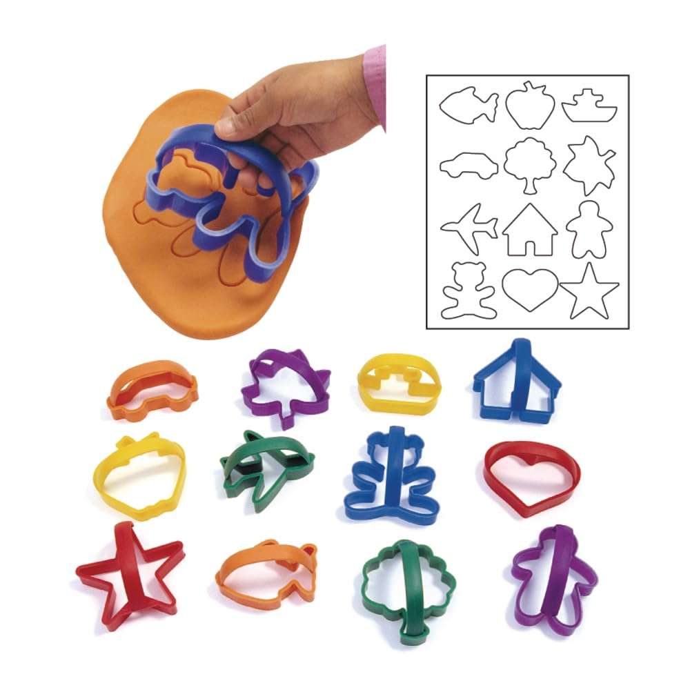 Colorations Easy Grip Dough and Clay Cookie Cutters, 12 Pieces, Class Pack, for Kids, Education, Shapes, School, Arts & Crafts, Learning 1