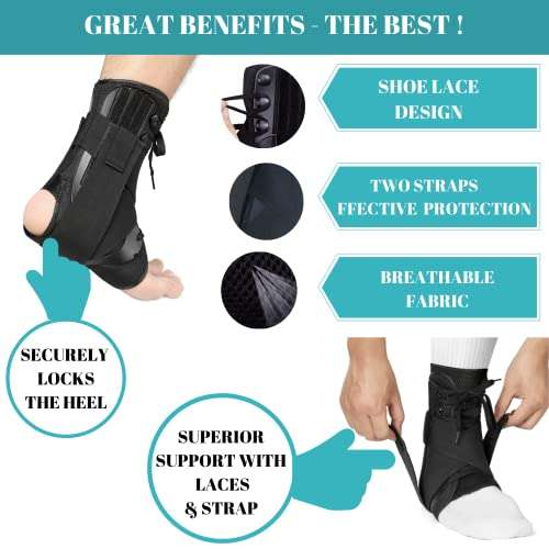 MEDIZED® Ankle Brace, Stabilizer, Lace Up Adjustable Support, Stirrup Compression – for Running, Basketball, Volleyball, Injury Recovery, Sprain, Ankle Wrap for Men, Women, and Children (Small) 2
