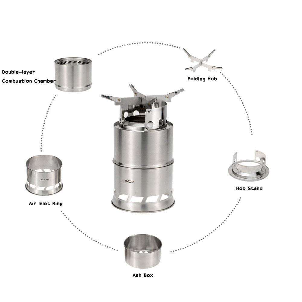 Lixada Ultralight Folding Stainless Steel Wood Alcohol Stove Outdoor Camping Fishing Hiking Backpacking 3