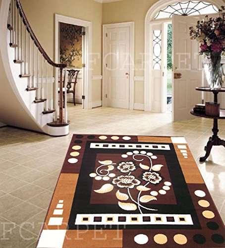 FCARPET Velvet Touch Rectangular Carpet For Home (7 X 10 Feet, Brown) 1