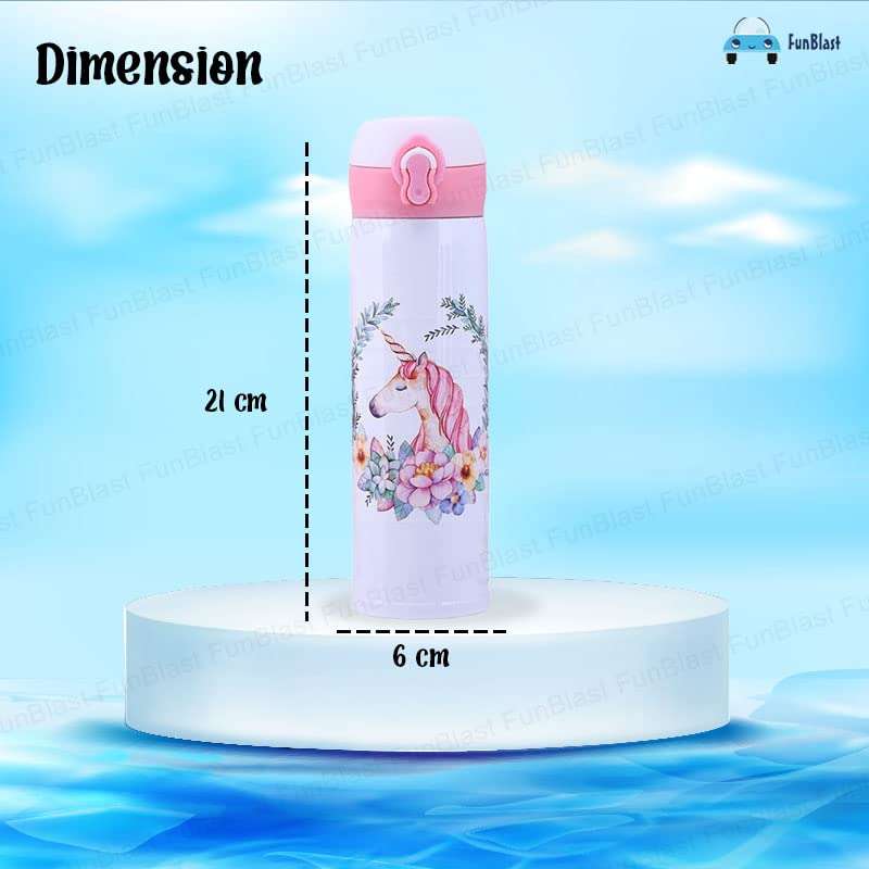 FunBlast Insulated Water Bottles Thermos Water Bottle with Cute Cap – Hot and Cold Water Bottle, Unicorn Water Bottle Double Wall Vacuum Insulated Stainless Steel Bottle – Best Gift (350 ML) (White) 4