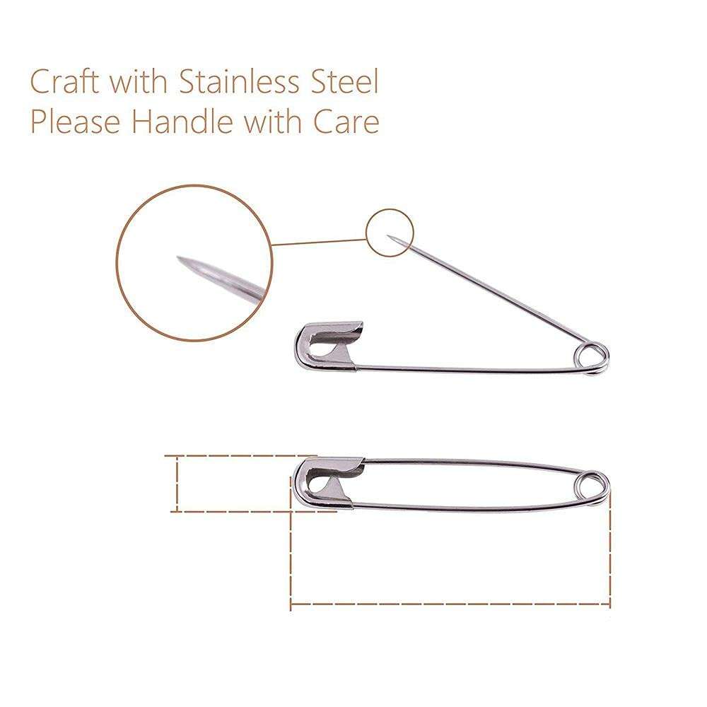 DIY Crafts CT-DIY-HI-32122 Extra Large 2" Safety Pins - Heavy Duty, Industrial Strength, Nickel Plated, Rust-Resistant Nickel Plated Steel 6