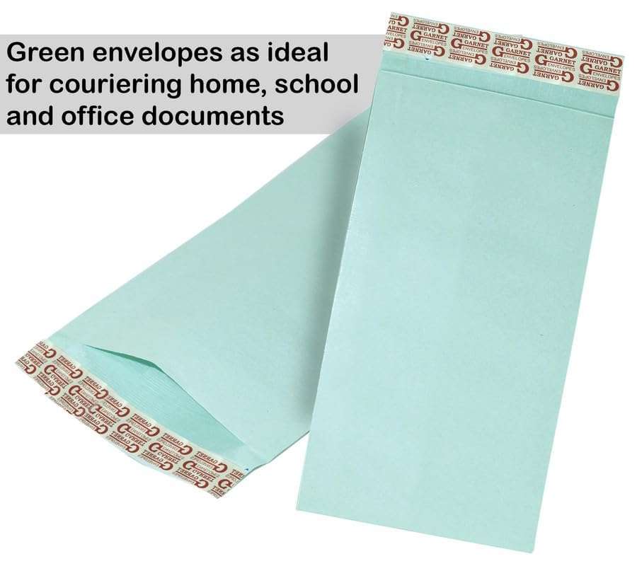 E - Buddies Business Catalog Envelope Courier Document Pouch Secure Cloth Lined,Courier Cover Green (50 pcs) (11"x5") 6