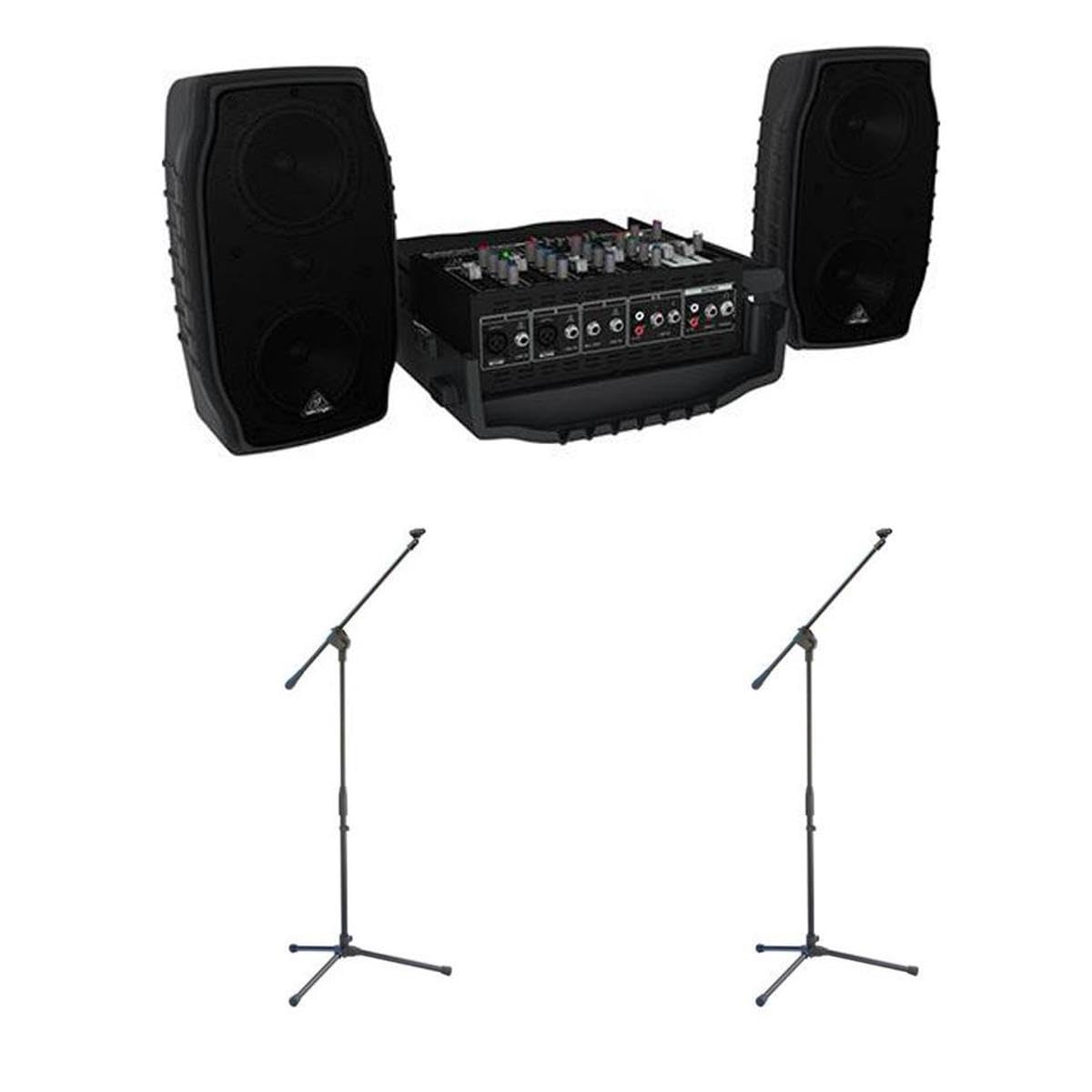 Behringer Europort PPA200 200-Watt 5-Channel Portable PA System with Wireless Microphone Option, KLARK TEKNIK Multi-FX Processor - With 2 Pack Samson MK10 Lightweight Boom Mic Stand 1