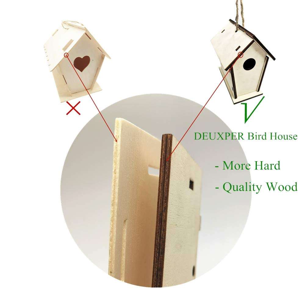 DEUXPER Wooden Bird House Building Kits for Kids Ages 4-8, 2 Pack Backyard Birdhouse DIY Art & Craft with Painting Tools for Kids & Teens, Boys & Girls 5