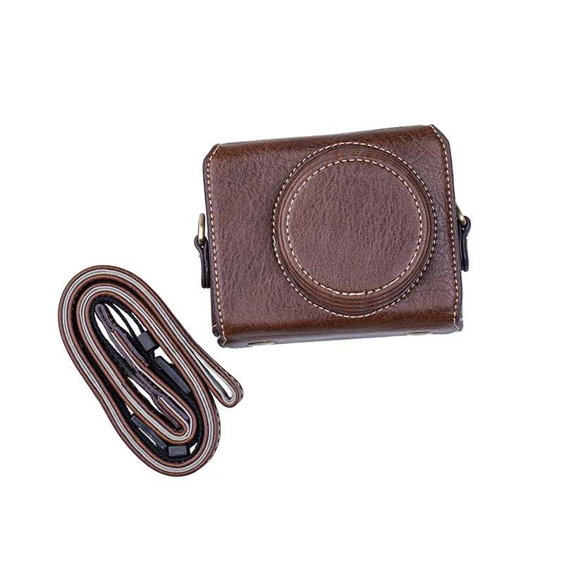 BolinUS Premium PU Leather FullBody Camera Case Bag Cover for Sony ZV-1 ZV1 With Neck Strap (Brown) 3