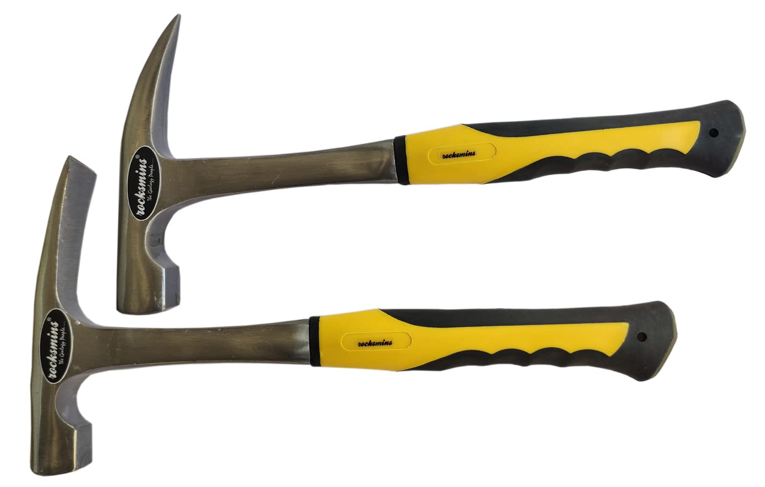 Rocksmins Geology Geological Hammer Chisel & Pointed (2 Pcs) Imported 900gm Approx 12" each Single Piece with Shock Proof Rubber Grip Handle Geologist Metal Finish for Geologists Mining Brick Hammer 3