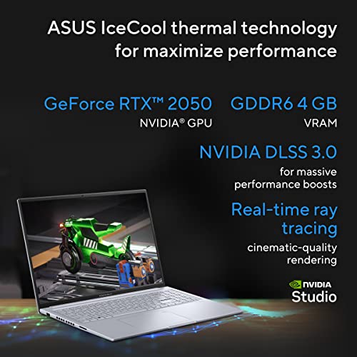 ASUS Creator Series Vivobook 16X 2023, Intel Core i5-12450H 12th Gen, 16.0-inch FHD+ 120Hz, Creator/Gaming Laptop (8GB/512GB SSD/NVIDIA GeForce RTX 2050/Win11/FP/Silver/1.80 kg),K3605ZF-MB522WS 3