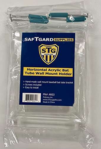 SAFTGARD SUPPLIES Deluxe Acrylic Horizontal Bat Tube Wall Mount Holder Bracket (Brackets Only) 2
