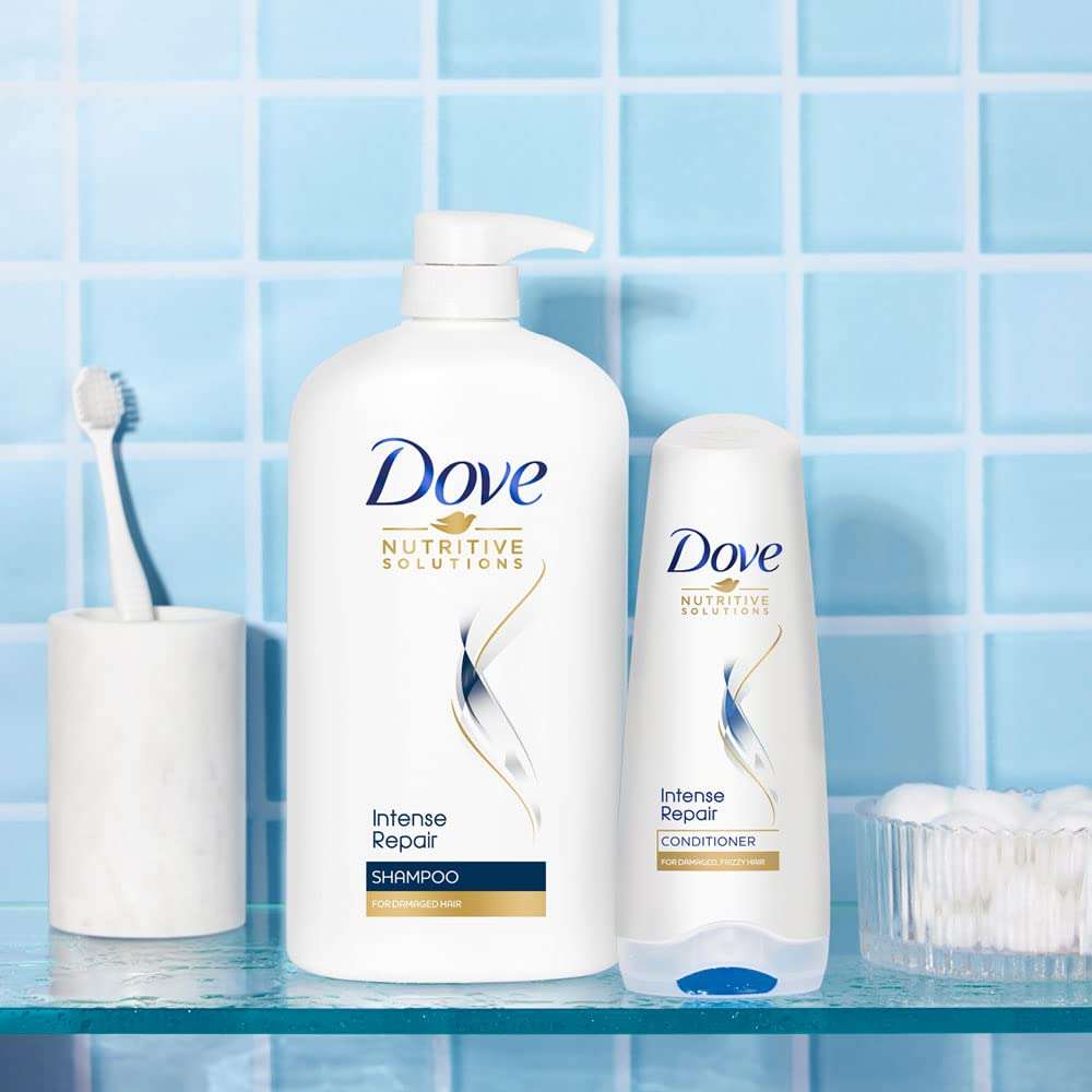 Dove Intense Repair Shampoo 1 Litre + Conditioner 175ml, Combo | For Dry and Damaged Hair | Enriched with Fibre Actives | Strengthening Shampoo for Smooth & Strong Hair 4