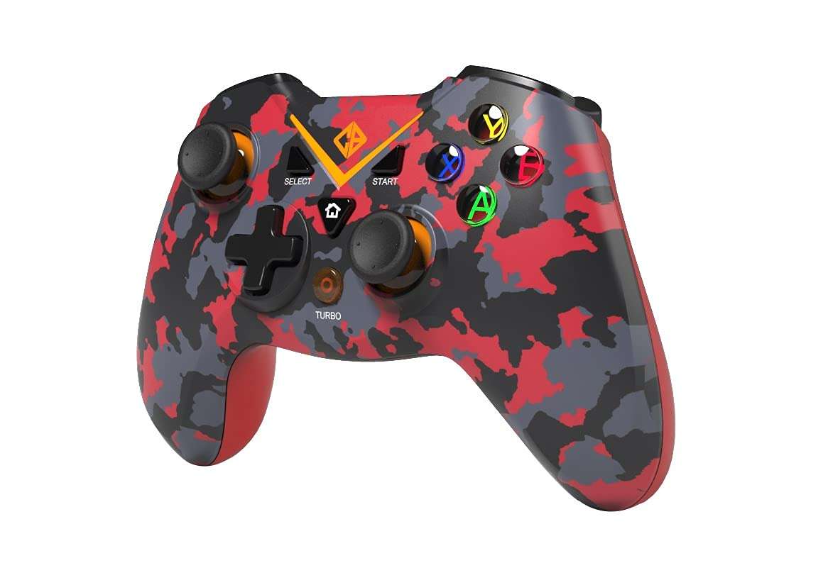 Cosmic Byte C3070W Nebula 2.4G Wireless Gamepad for PC/PS3 supports Windows XP/7/8/10, Rubberized Texture (Camo Red) 3
