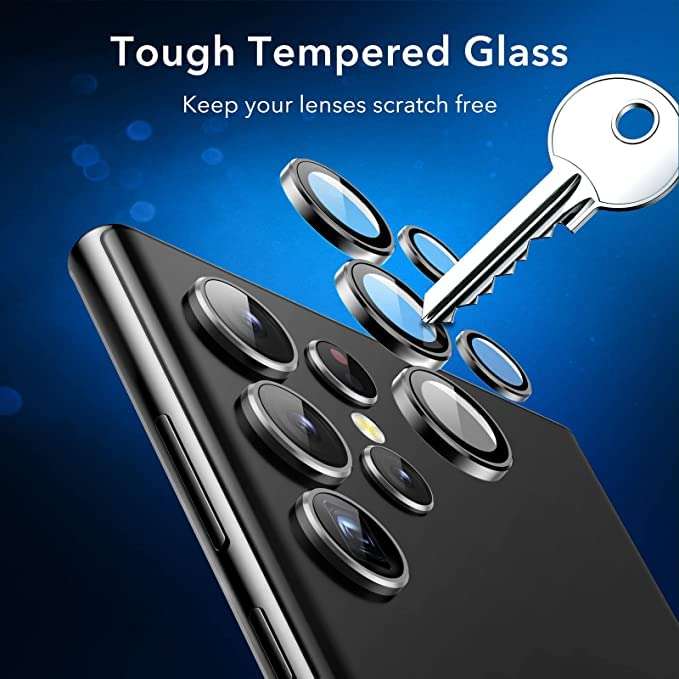 icreator Camera Lens Protection For Samsung Galaxy S22 Ultra black, Back Camera Lens With Inbuilt Tempered Glass with Alloy Metal Ring Scratch Proof With 1*Cleaning Kit ,Very simple to fit , (5 pieces, 1 set) (Samsung Galaxy S22 Ultra black) 5