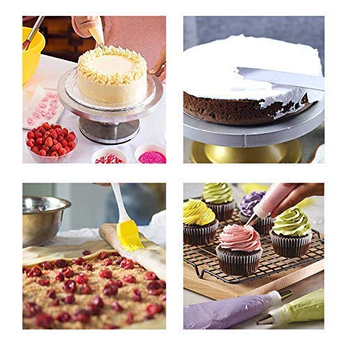 GLIVE (LABEL) 6pcs Decorating Nozzles 1 Icing Bag with Silicone Spatula and Pastry Brush Set Special for Cake Mixer, Grilling, Tandoor, Cooking, Baking, Glazing, BBQ for Cooking Silicon, Oil Brush 5